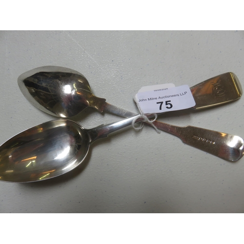 75 - Two Aberdeen Silver Dessert Spoons, Rettie & Sons and William Whitecross