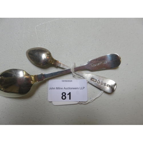 81 - Two Aberdeen Silver Teaspoons, George Booth and G. & A Booth