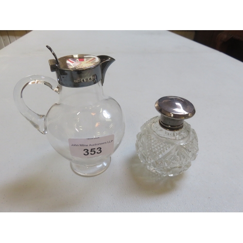 353 - Silver Mounted Whisky Noggin and Scent Bottle