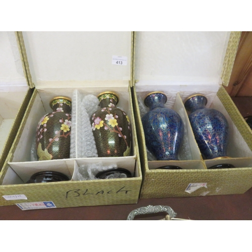 413 - Five Cloisonne Vases in boxes