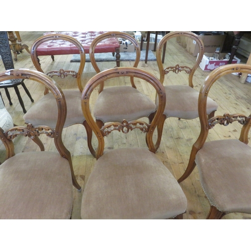 420 - Set of Six Walnut Framed Balloon Back Chairs