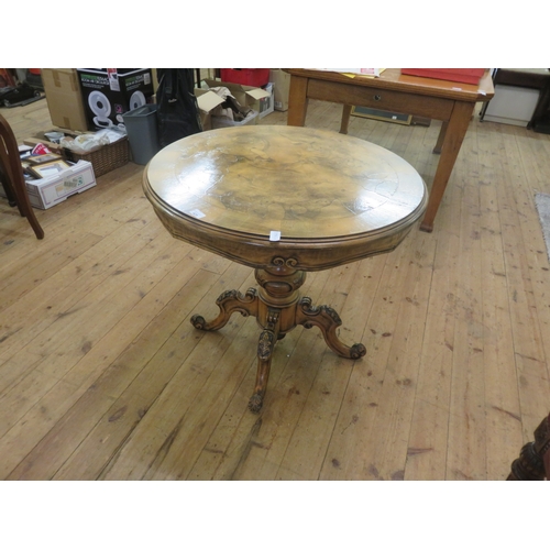 425 - Victorian Walnut Circle Occasional Table on Quadruple Support