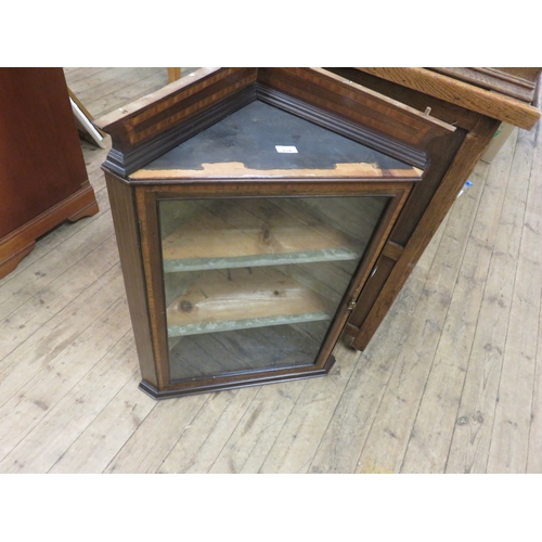 439 - Inlaid Mahogany and Glazed Wall Hanging Corner Cabinet