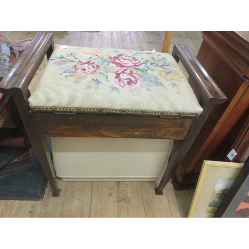 442 - Upholstered Piano Stool and Sewing Machine