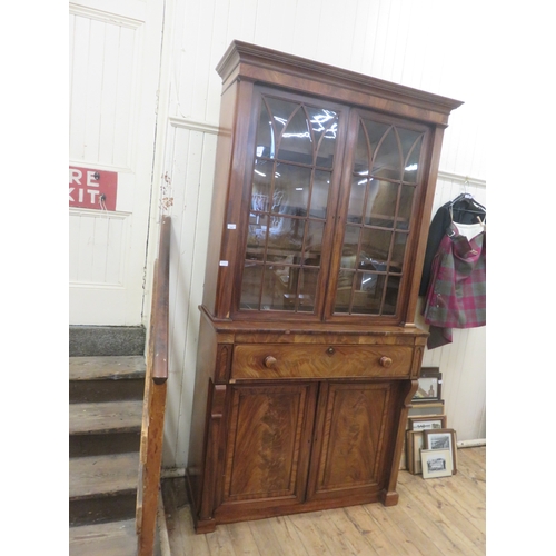 444 - 19th Century Flame Mahogany and Glazed Secretaire Bookcase