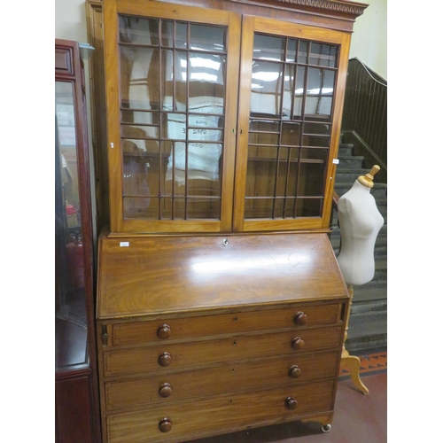 458 - Victorian Inlaid Mahogany Bureau Bookcase