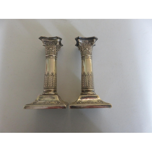 292 - Pair of Late Victorian Silver Plated Colum Candlesticks