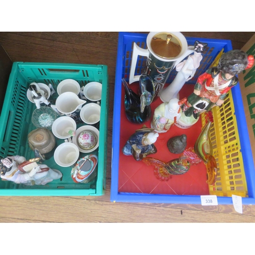 338 - 2 Boxes, Various Figures, Coffee Set etc