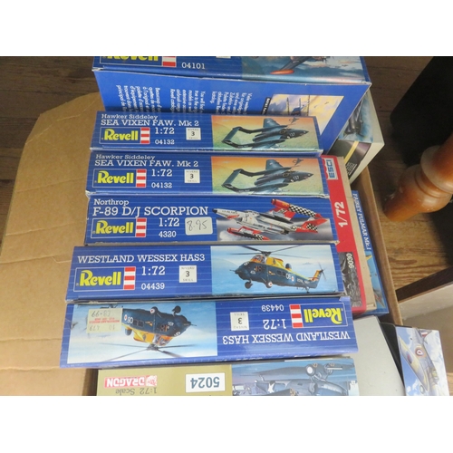 349 - Box of Revel Cold War Era Plane Model Kits (used)