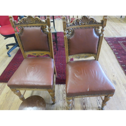 381 - Set of 3 Edwardian Oak Framed Dining Chairs