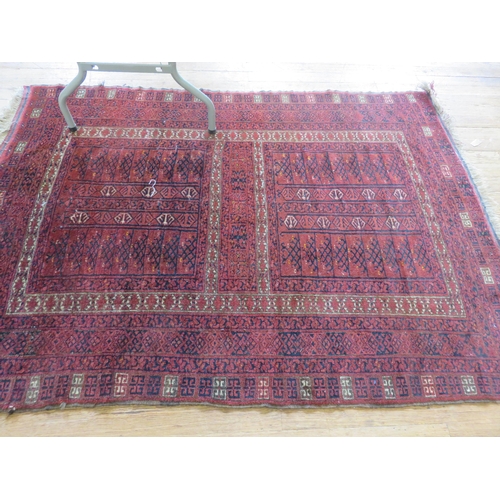 387 - Fringed Rug - 190cm x 135cm - Dark Red Ground