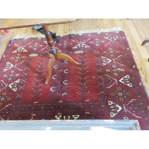 388 - Fringed Rug - 250cm x 145cm - Dark Red Ground