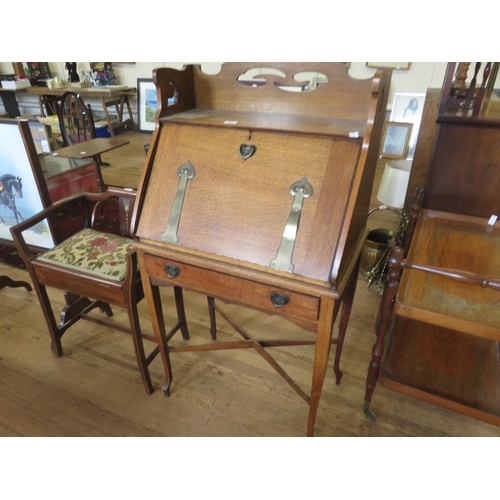 393 - Arts & Crafts Period Oak Bureau with drawer