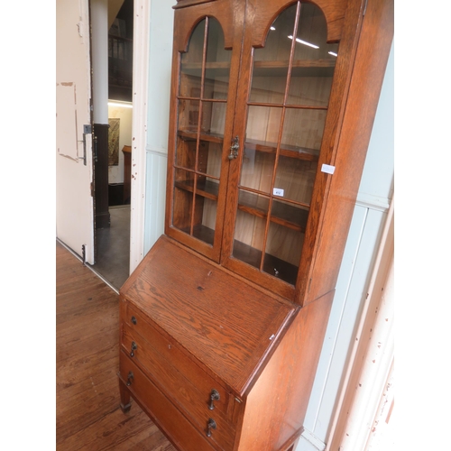 412 - Oak Bureau Bookcase