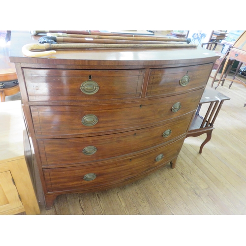 413 - Antique Inlaid Mahogany Bow Front Chest of Drawers