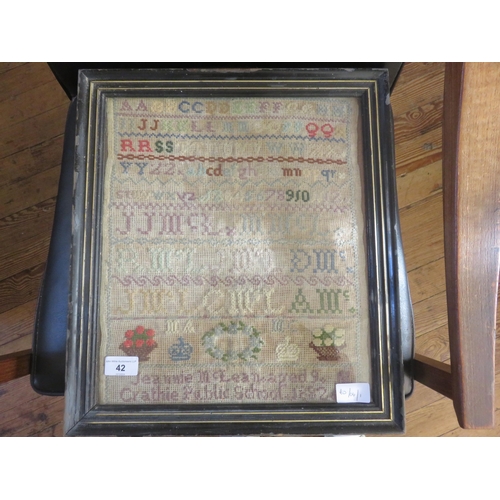 42 - Framed Sewing Work Sampler