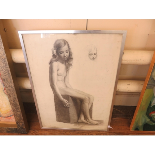 6 - Framed Pencil Sketch of a Nude - Frank Eastman