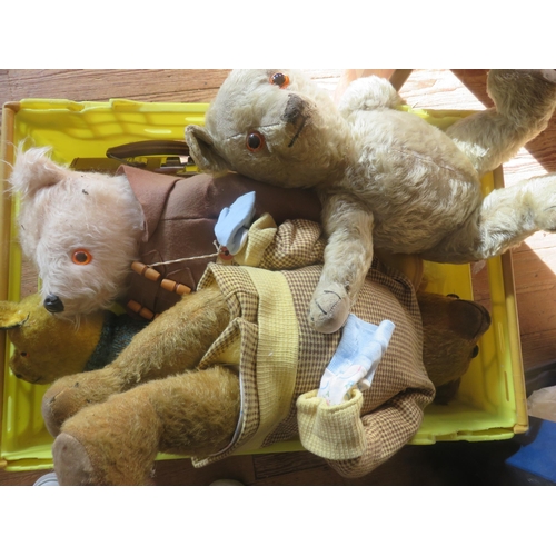 223 - Box of Crystal, Two Paragon Tea Sets and One Box of Bric a Brac and Box of Teddies