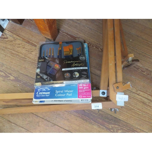 314 - Easel, Sketch Book and Paints