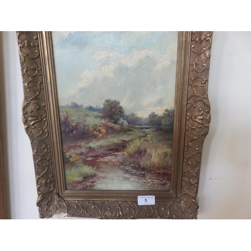 5 - Pair of Late Victorian Gilt Framed Landscape Oil Paintings - D.S. Murray