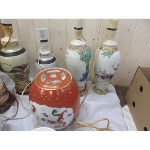 385 - Ten Oriental Vases and Converted Table Lamps