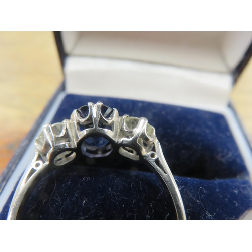 86 - Sapphire and Two Stone Diamond on Platinum Dress Ring