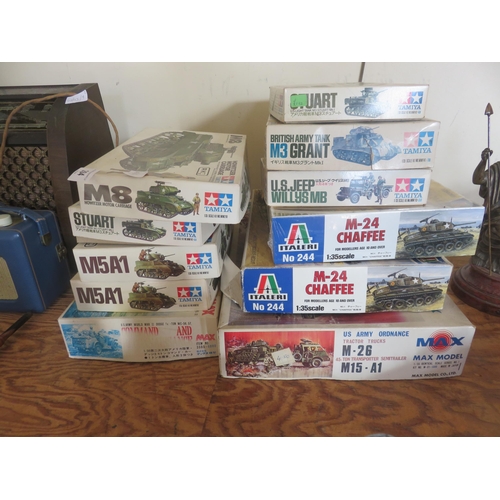 204 - Quantity of Italeri and Tamiya Allied WW2 Tanks