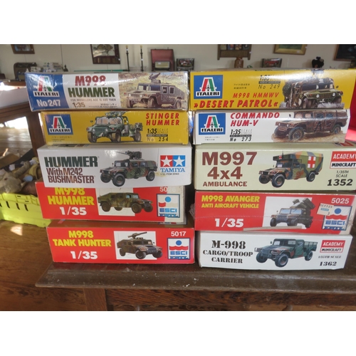 261 - Box of Esci and Italeri Model Kit Humvees