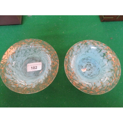 102 - Pair of Blue and Gold Scottish Glass Dishes