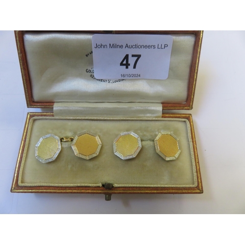 47 - 18ct. Gold and Platinum Pair of Gents Cufflinks, Total Weight 10.5 grams