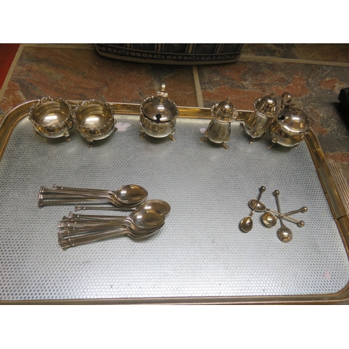 98 - Quantity of odd Silver Cruets, Salts and Coffee Spoons