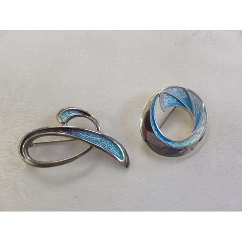 232 - Two Sheila Fleet Silver and Turquoise Enamel Brooches