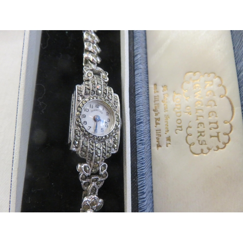 235 - Boxed Ladies Marcasite Set Cocktail Watch