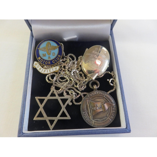 238 - Silver Locket, Medallion, Pendant and an odd Badge