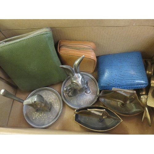 259 - Mixed lot of three Travel Clocks, Ring stands and Brass Ware