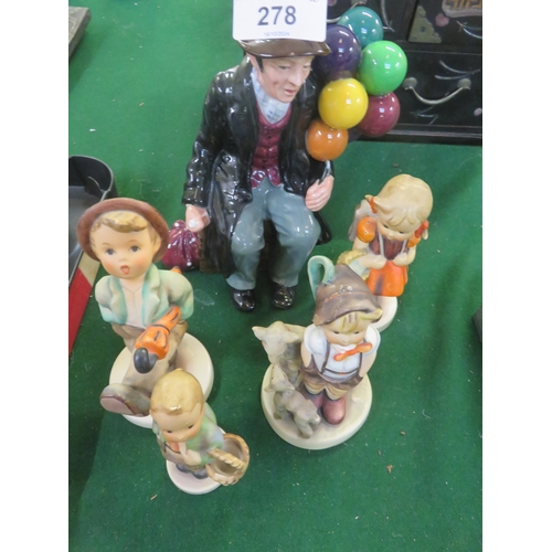 278 - Four Hummels and one Doulton figures