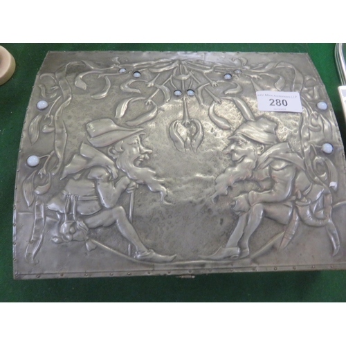 280 - Art Nouveau Pewter bound and stone inset Playing Card Box