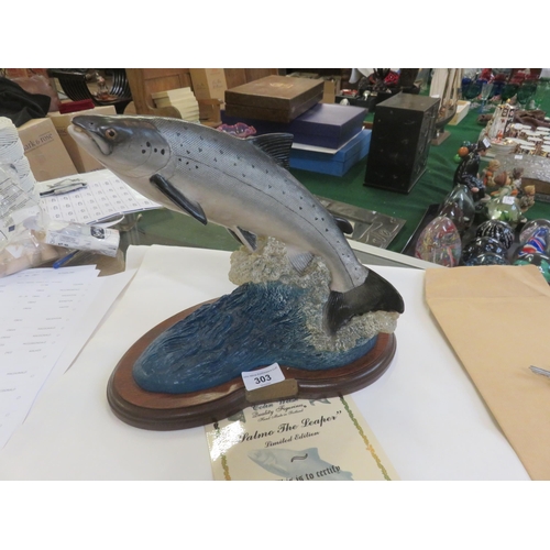 303 - Leaping Salmon on stand with Certificate (Limited edition)