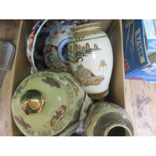 315 - One box with Oriental Jars, Lamps and Plates