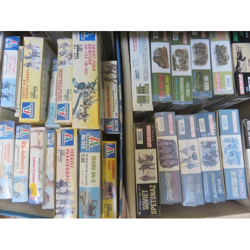 316 - Two Boxes Italeri and Dragon Soldier Model Kits, mostly open