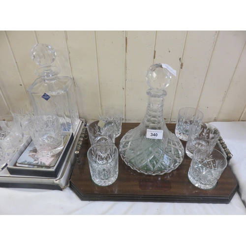 340 - University of Aberdeen 500 years Crystal Set, Decanter, Glasses, Tray, Coasters, Place Mats