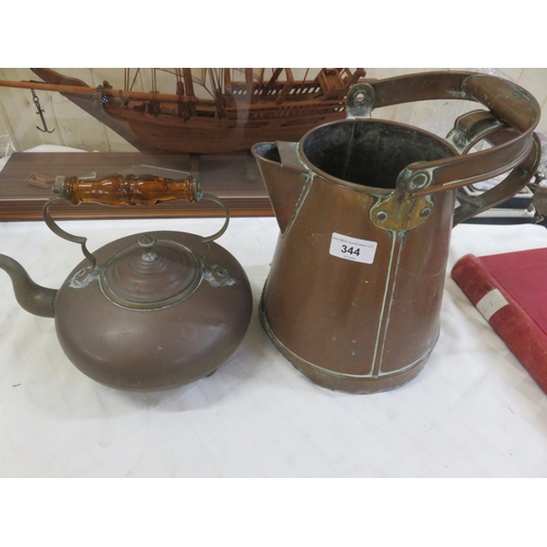 344 - Copper Jug and Kettle