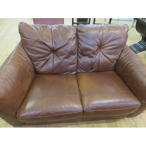 380 - Tanned two Seater Leather Sofa