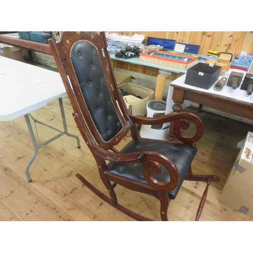 383 - Inlaid Upholstered Rocking Chair