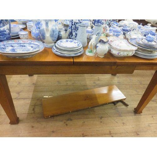 388 - Blonde Oak Wind Up Table with Extra Leaf and Winder