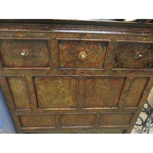 392 - Antique Hardwood Carved Spice Cabinet with double dragon design