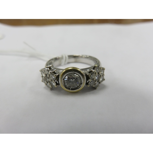 174 - Unusual 18ct White Gold and Three Stone Diamond Ring