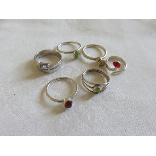 105 - Six Various Silver and Gemstone Rings