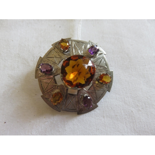 111 - Victorian Citrine and Amethyst Set Brooch