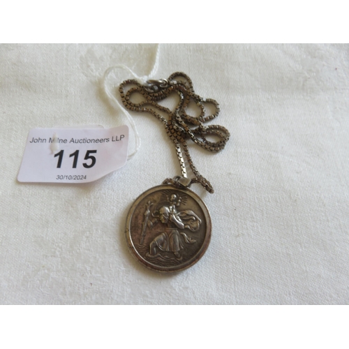 115 - Silver St. Christopher Medallion on Chain